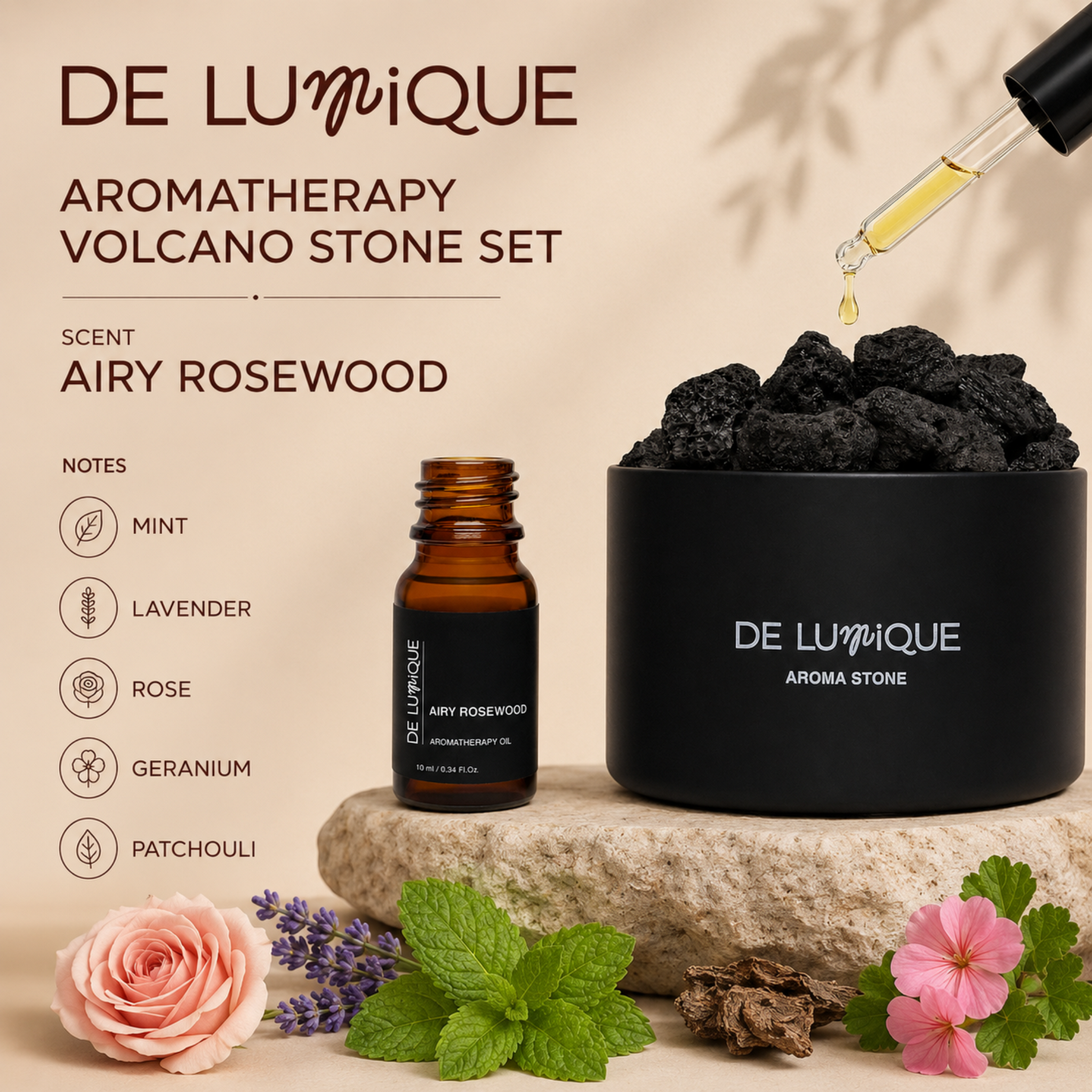 Aromatherapy Volcano Stone Set - Airy Rosewood-5