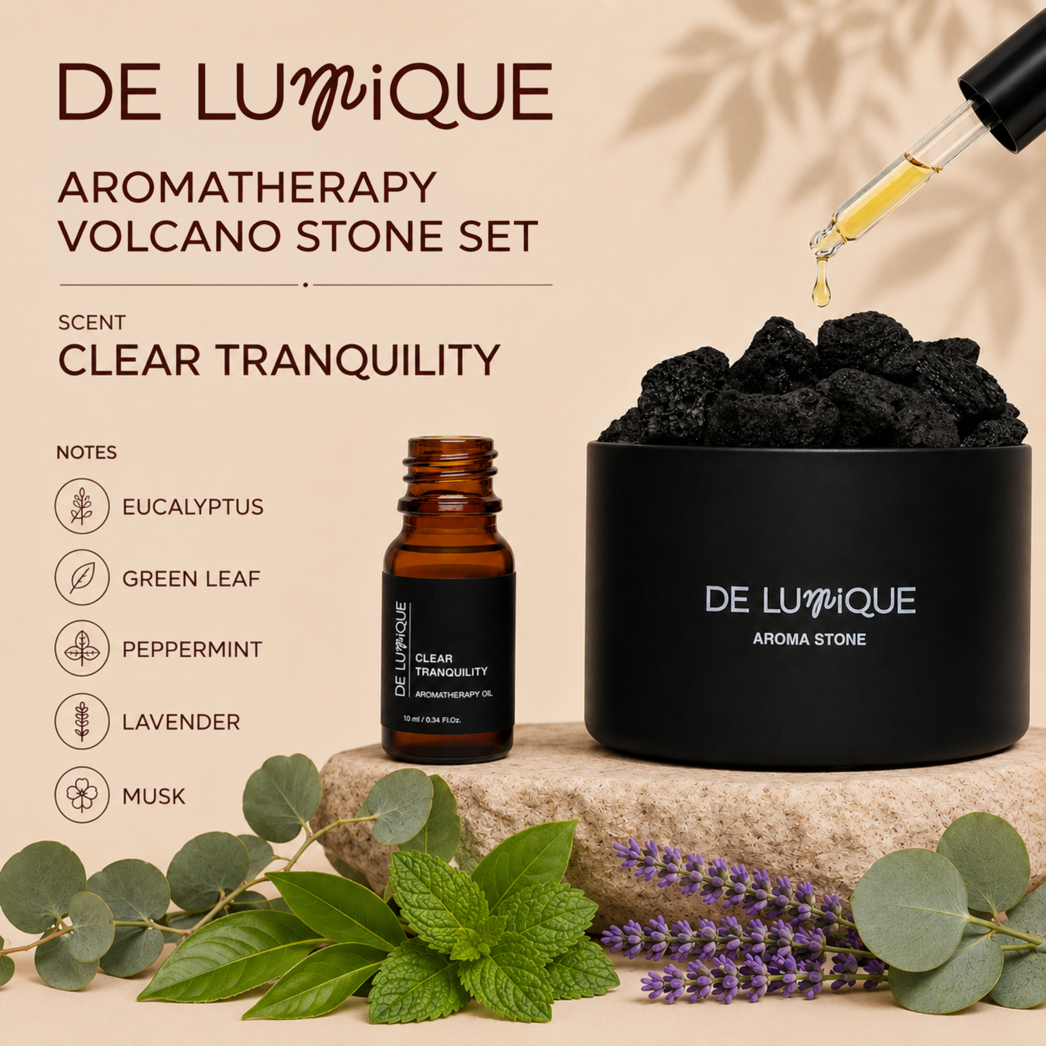 Aromatherapy Volcano Stone Set - Clear Tranquility-5