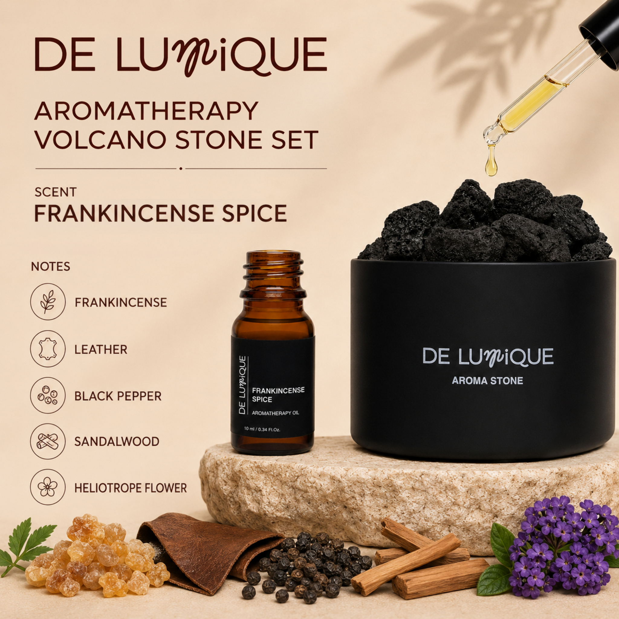 Aromatherapy Volcano Stone Set - Frankincense Spice-5