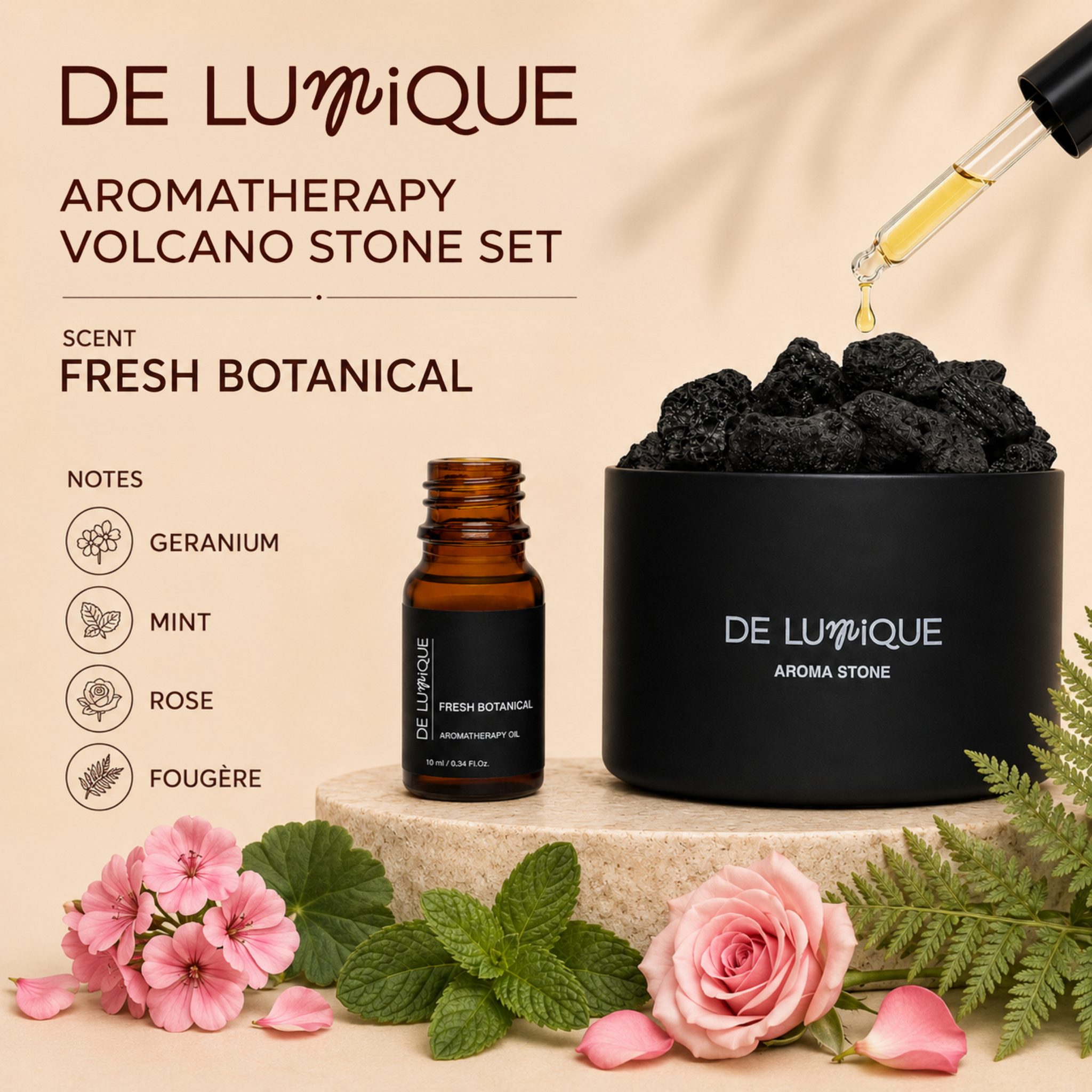 Aromatherapy Volcano Stone Set - Fresh Botanical-5