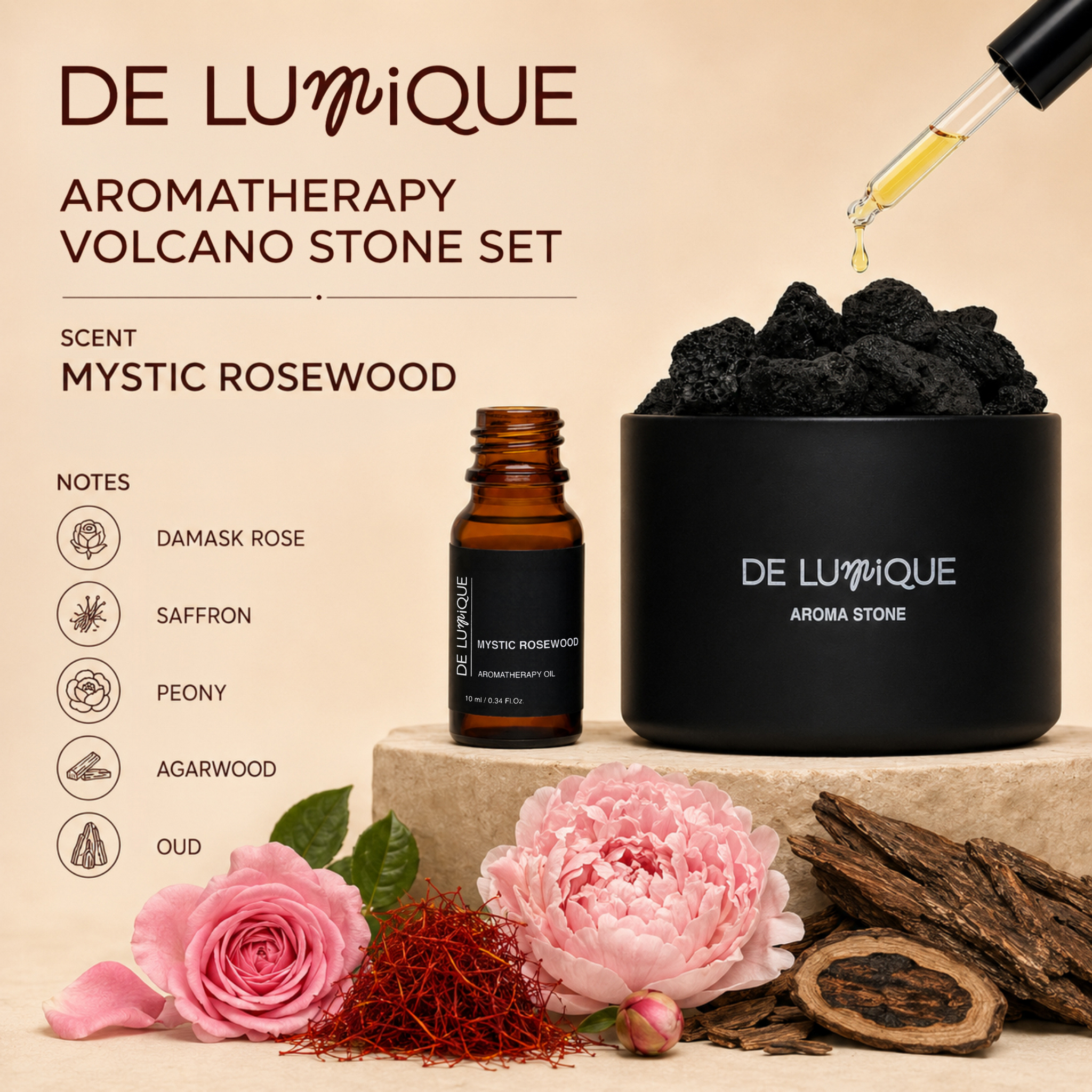 Aromatherapy Volcano Stone Set - Mystic Rosewood-5