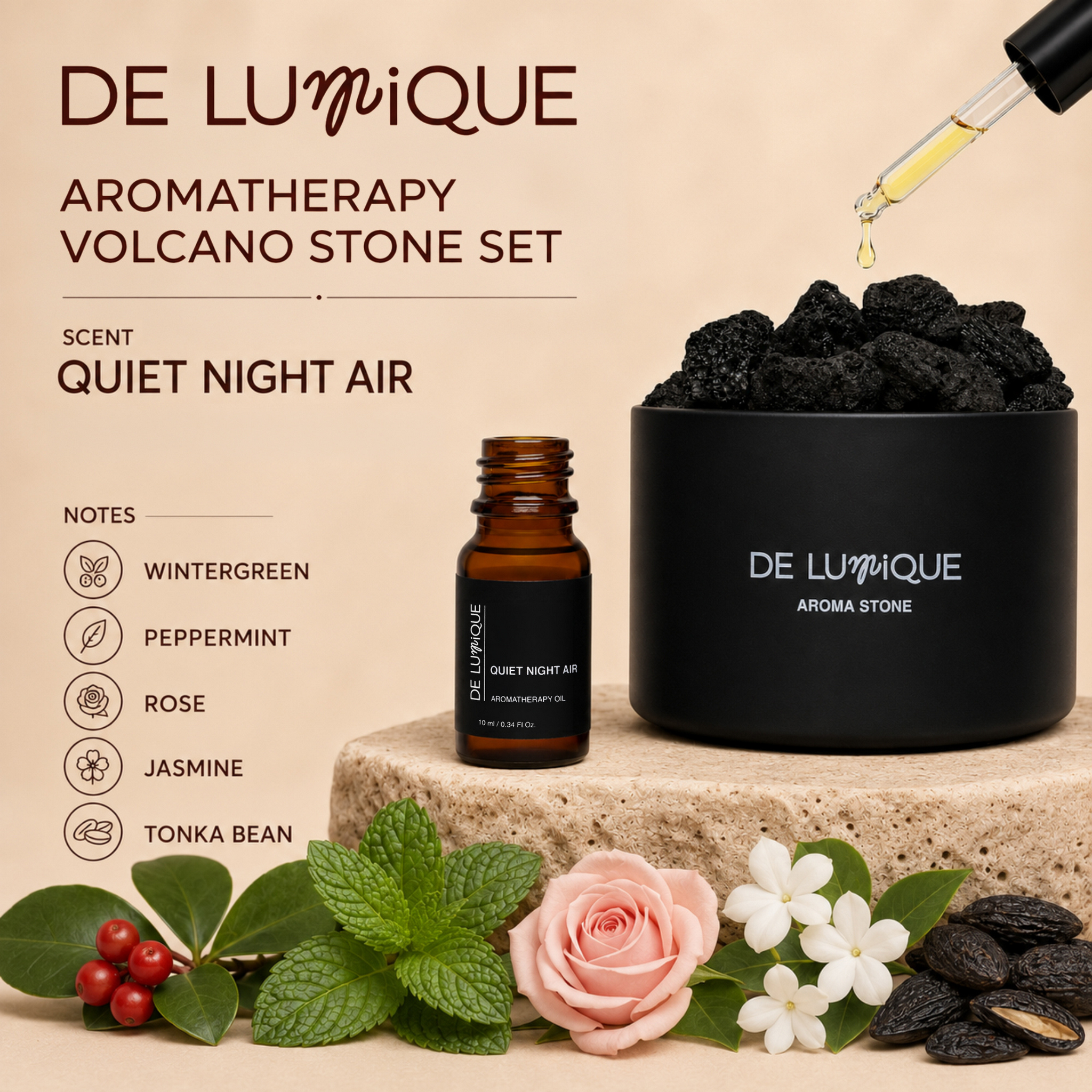 Aromatherapy Volcano Stone Set - Quiet Night Air-5