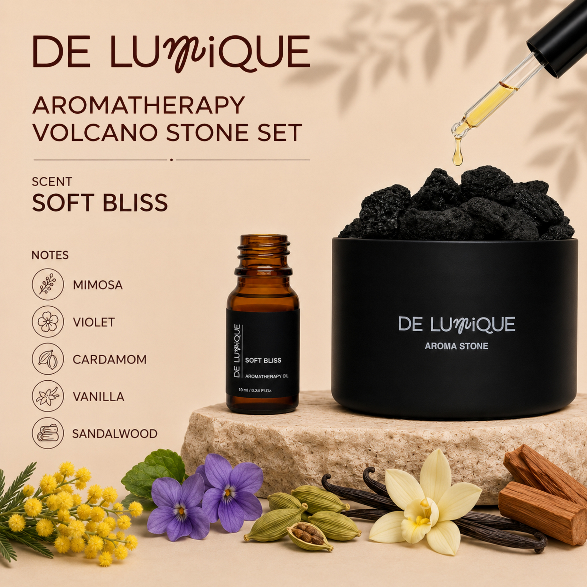 Aromatherapy Volcano Stone Set - Soft Bliss-5