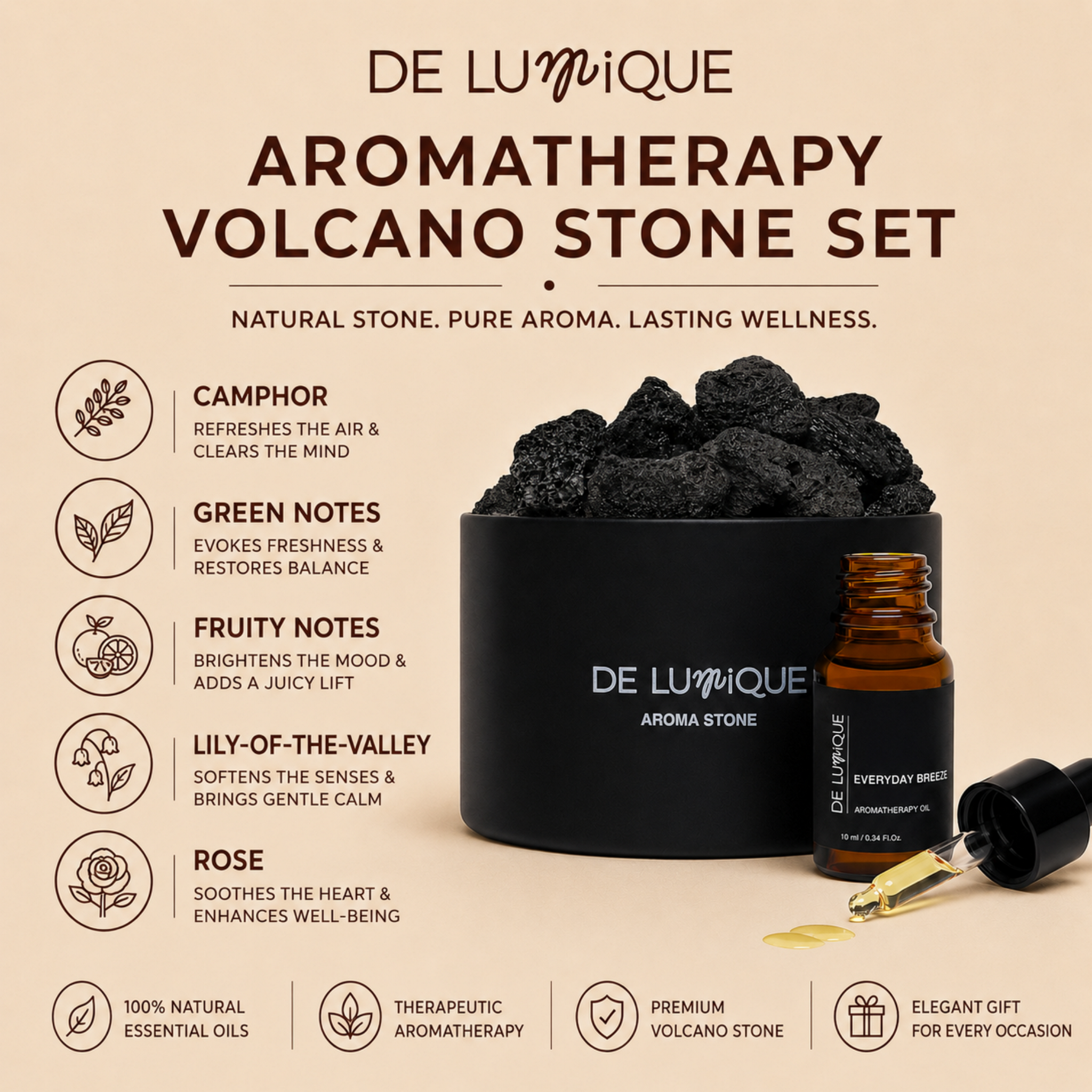 Aromatherapy Volcano Stone Set - Everyday Breeze-6