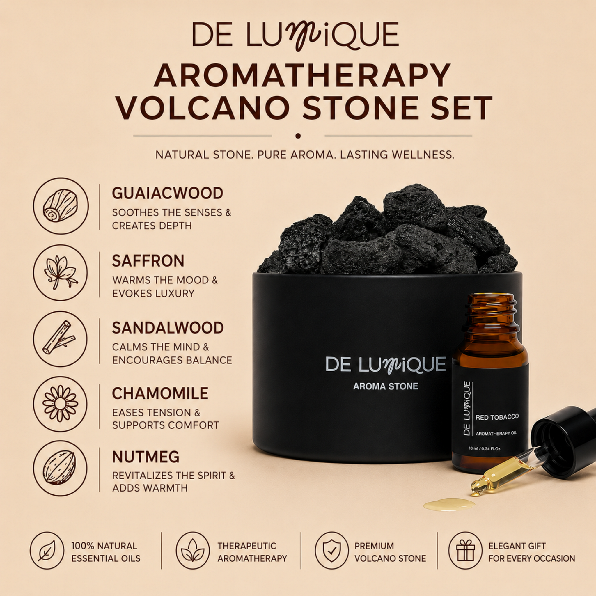 Aromatherapy Volcano Stone Set - Red Tobacco-6