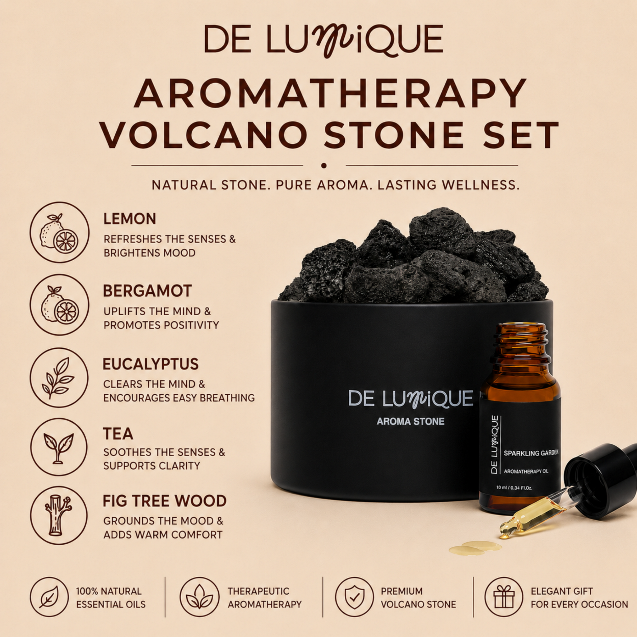 Aromatherapy Volcano Stone Set - Sparkling Garden-6