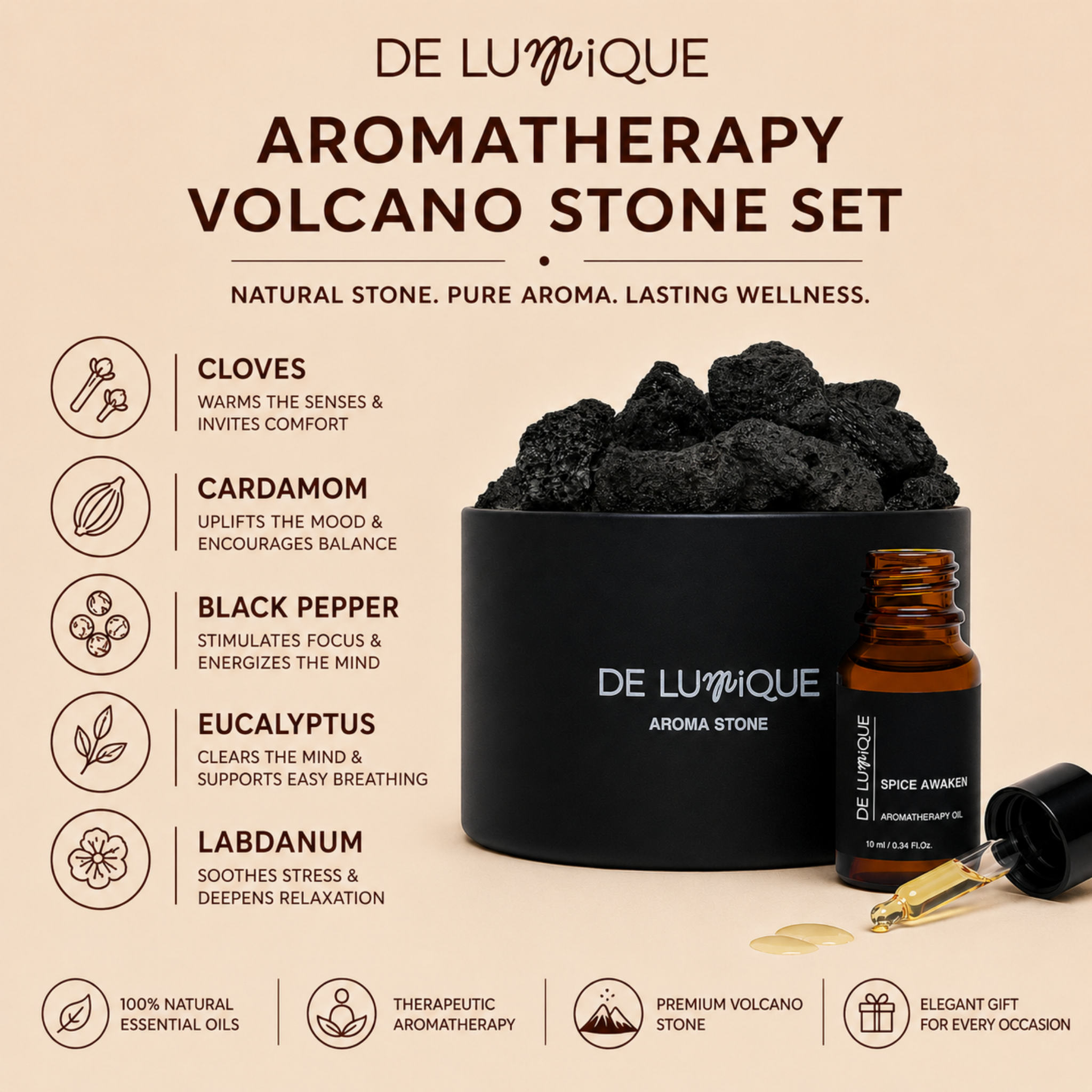 Aromatherapy Volcano Stone Set - Spice Awaken-6