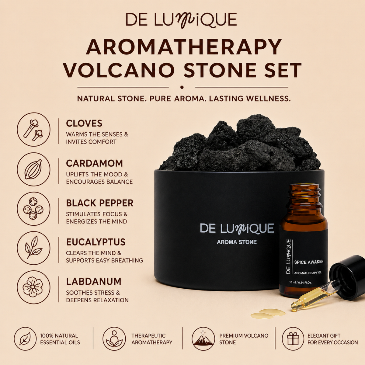 Aromatherapy Volcano Stone Set - Spice Awaken-6