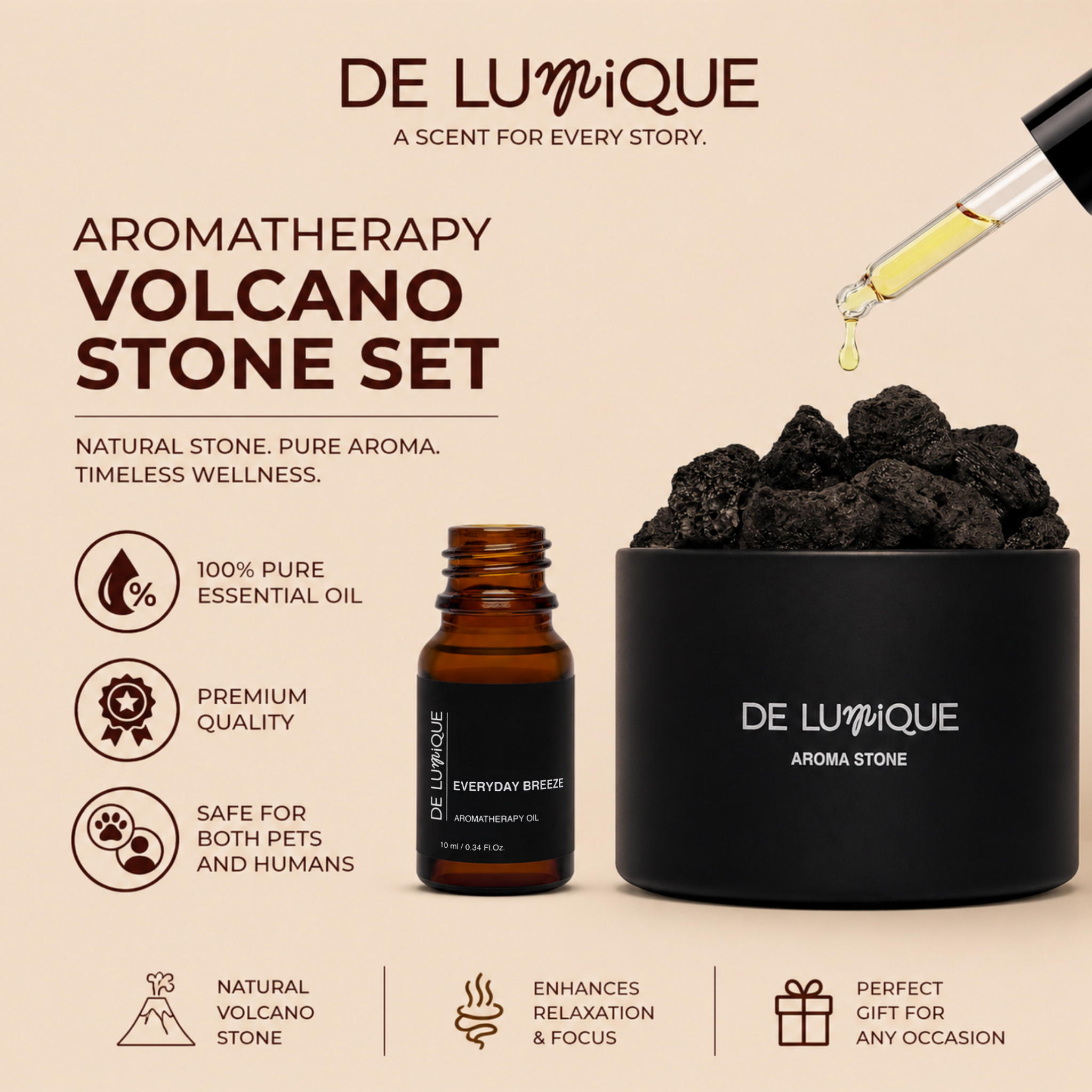 Aromatherapy Volcano Stone Set - Everyday Breeze-7