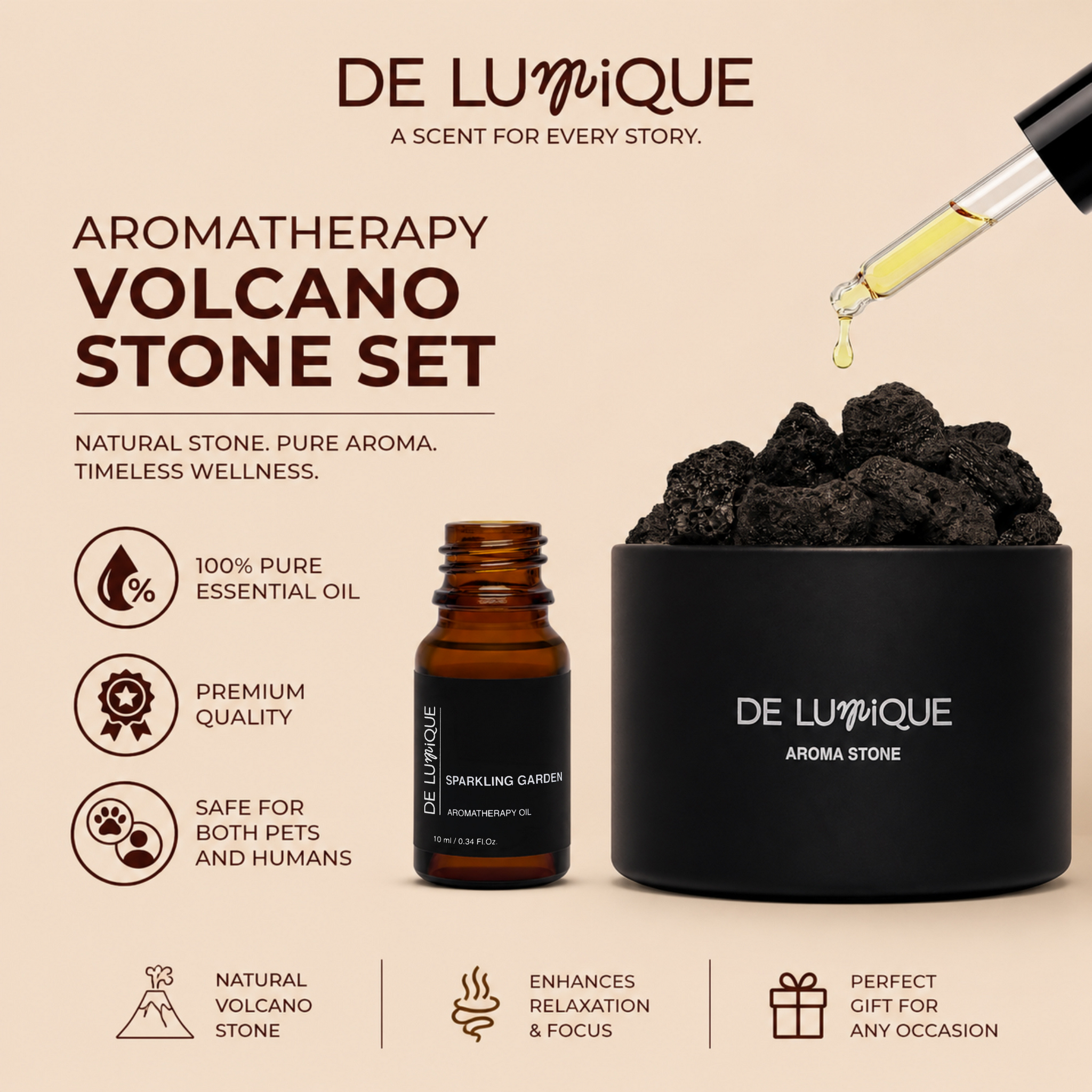 Aromatherapy Volcano Stone Set - Sparkling Garden-7